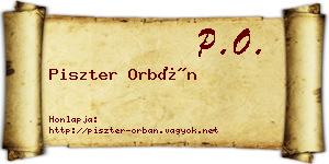 Piszter Orbán névjegykártya